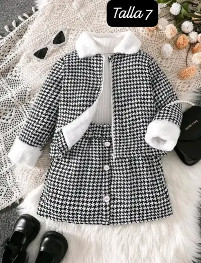 Conjunto de ropa infantil con lazo para niñas - miniatura 5