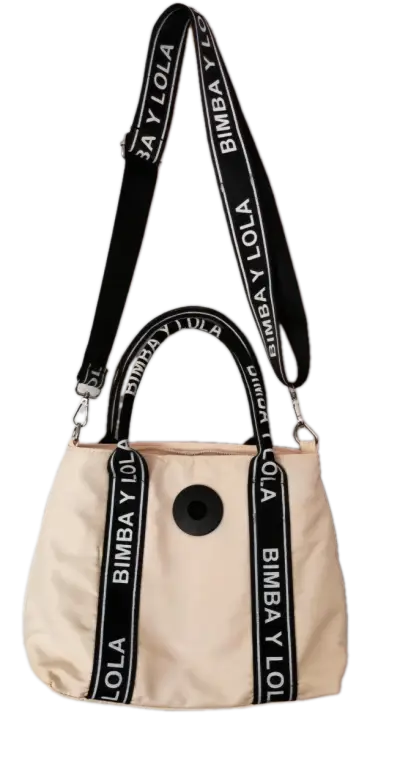 Bolso beige Bimba y Lola con correas negras - miniatura 3