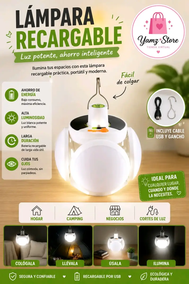 Lámpara Recargable LED Portátil y Moderna