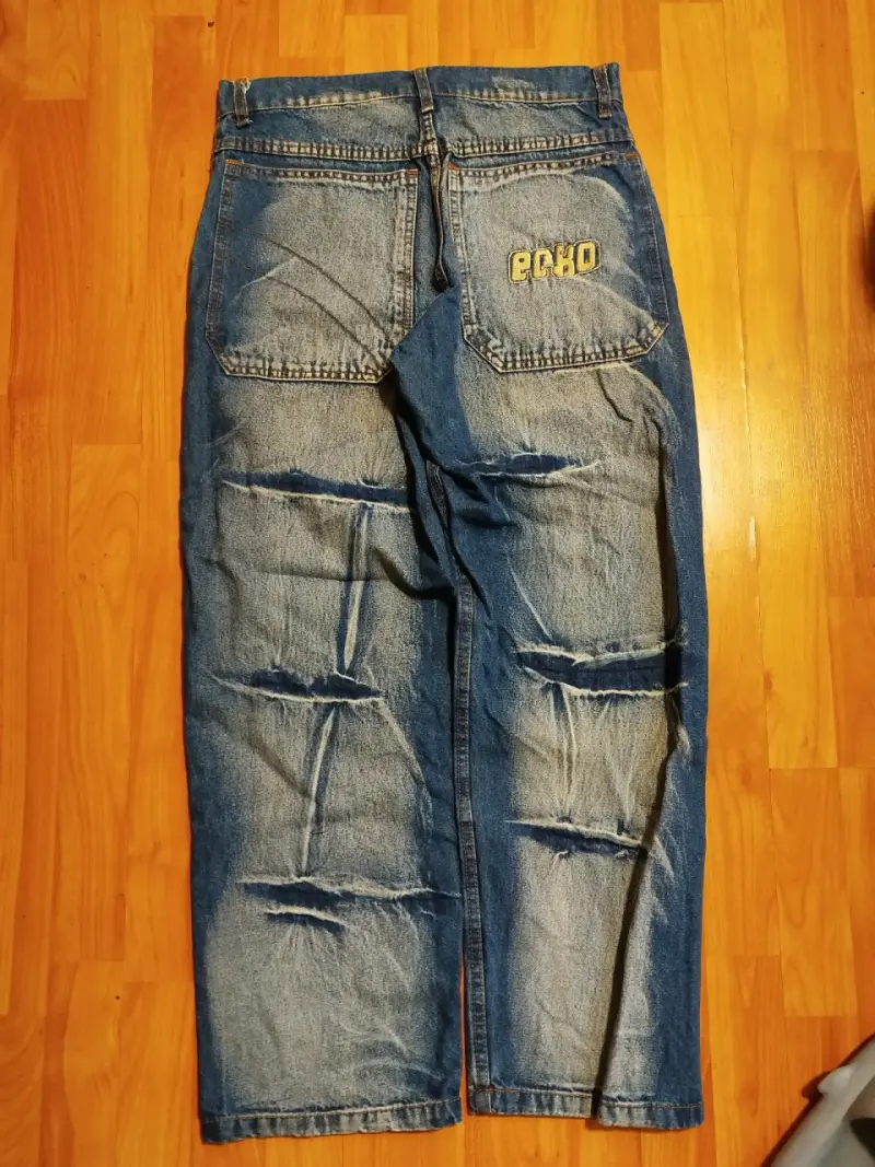 Jeans de mezclilla azul desgastados para hombre - 3