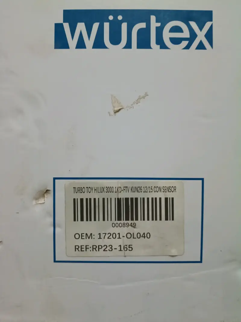 Turbo cargador Würtex para Toyota Hilux 3000 - 4