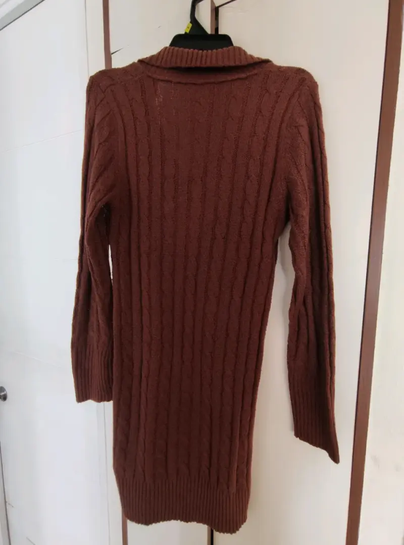 Vestido de punto marrón con botones SHEIN - 3