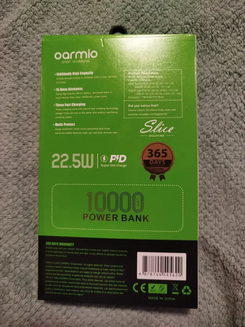 Power Bank Oarmio 10000mAh Carga Rápida - 2