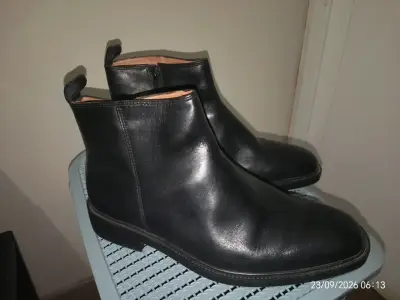 Botines de cuero negro para hombre Guante - miniatura 1