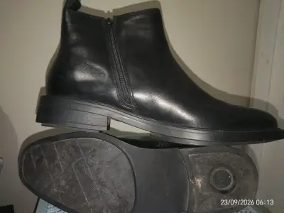 Botines de cuero negro para hombre Guante - miniatura 2