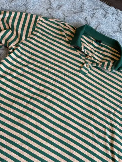 Polera Polo Rayada Verde y Beige Dazy - miniatura 1
