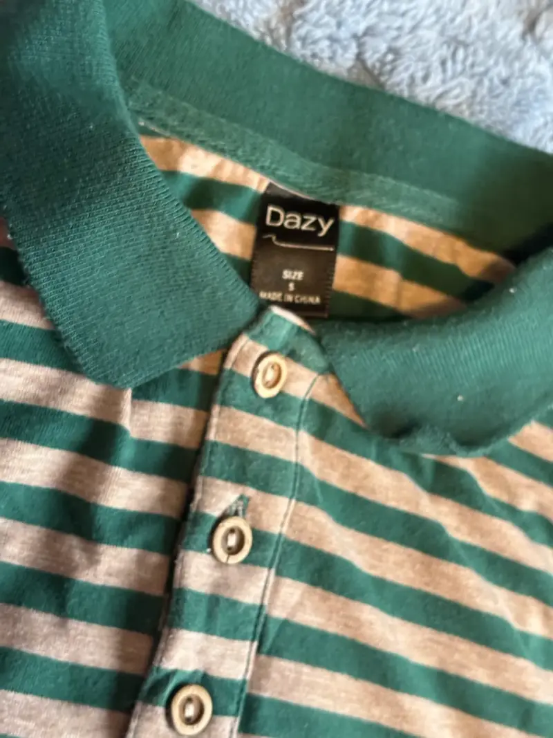 Polera Polo Rayada Verde y Beige Dazy - 2