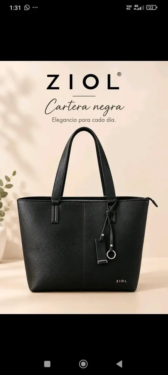 Cartera negra Ziol con asas largas - 3
