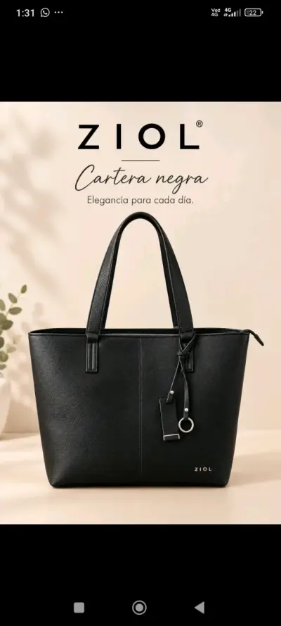 Cartera negra Ziol con asas largas - miniatura 3
