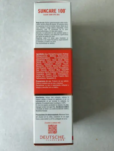 Protector Solar Suncare 100 Clear Skin FPS 50+ - miniatura 2