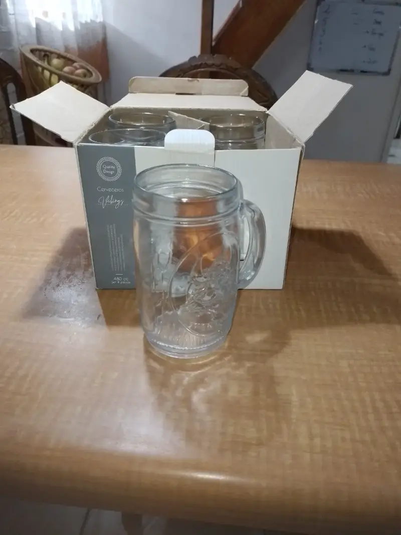 Set de 4 jarros de vidrio con asa 480cc - 1
