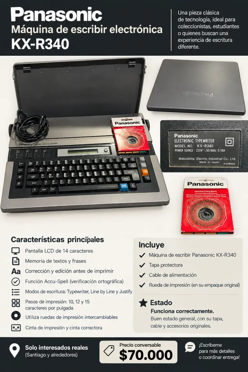 Máquina de Escribir Electrónica Panasonic KX-R340 - 2