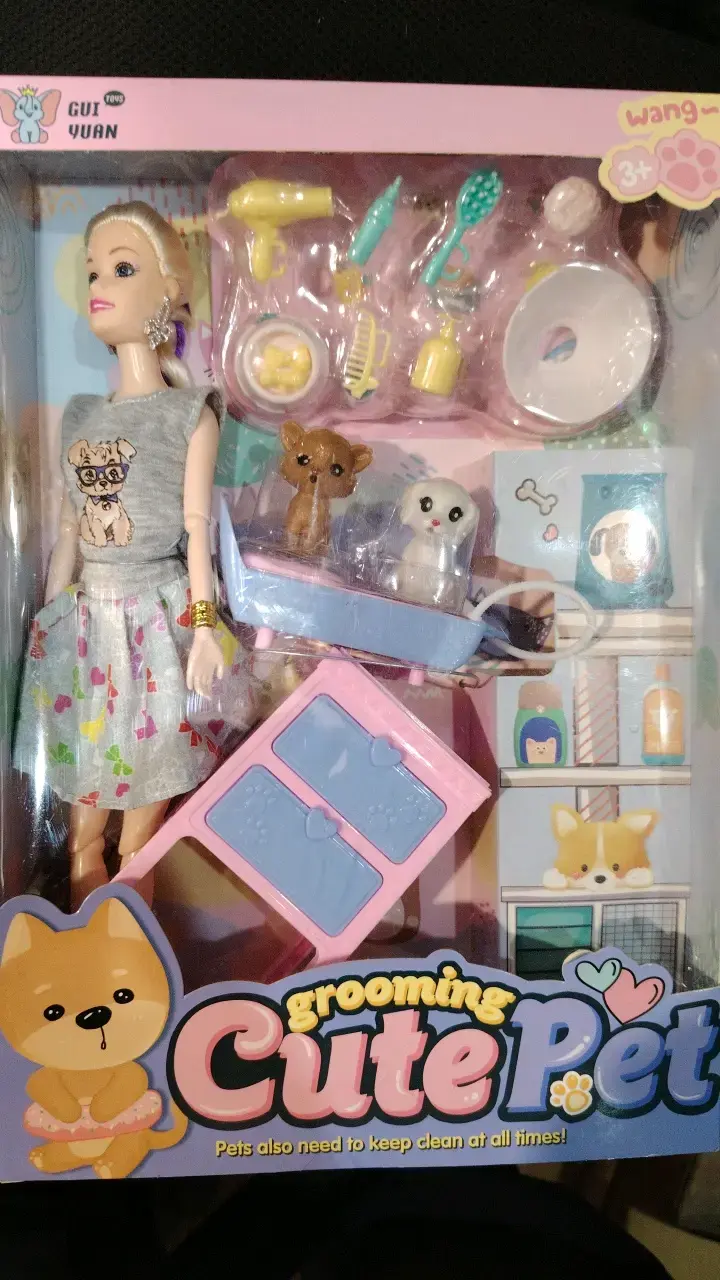 Muñeca con accesorios de cuidado de mascotas - 2