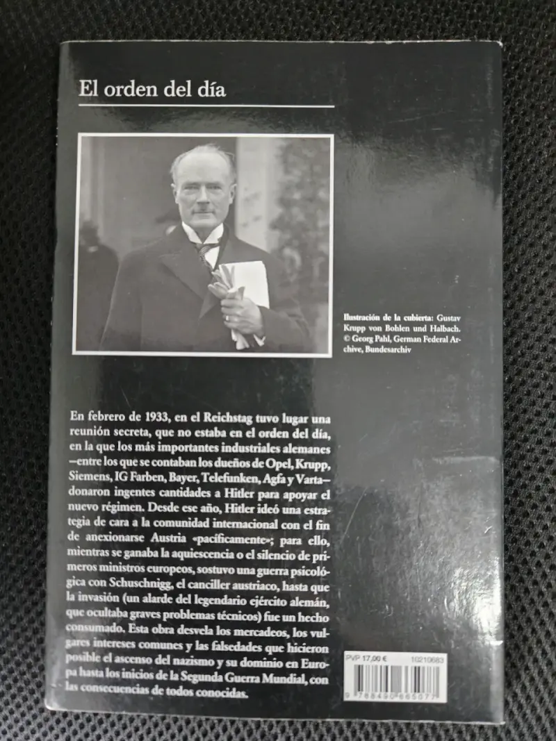 Libro 'El Orden del Día' de Éric Vuillard - 2