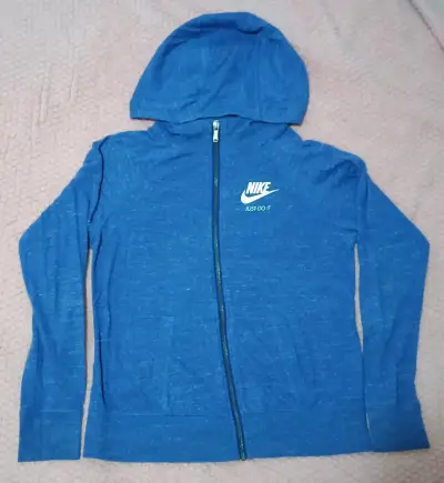 Polerón con capucha azul Nike para mujer - miniatura 1
