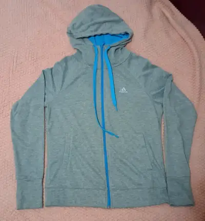 Polerón con capucha gris Adidas para mujer - miniatura 1