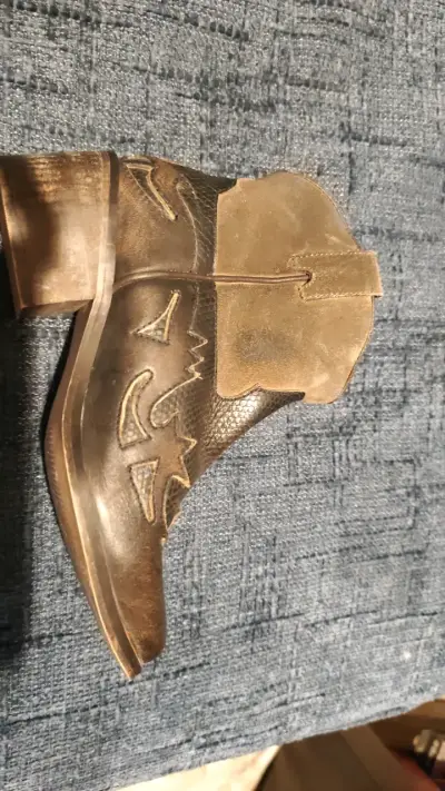 Botines de cuero marrón con diseño western - miniatura 1