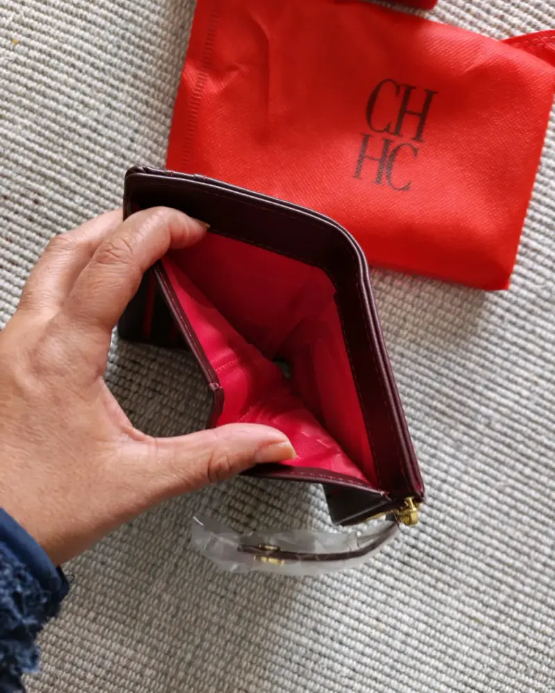 Billetera de cuero burdeo Carolina Herrera - 3
