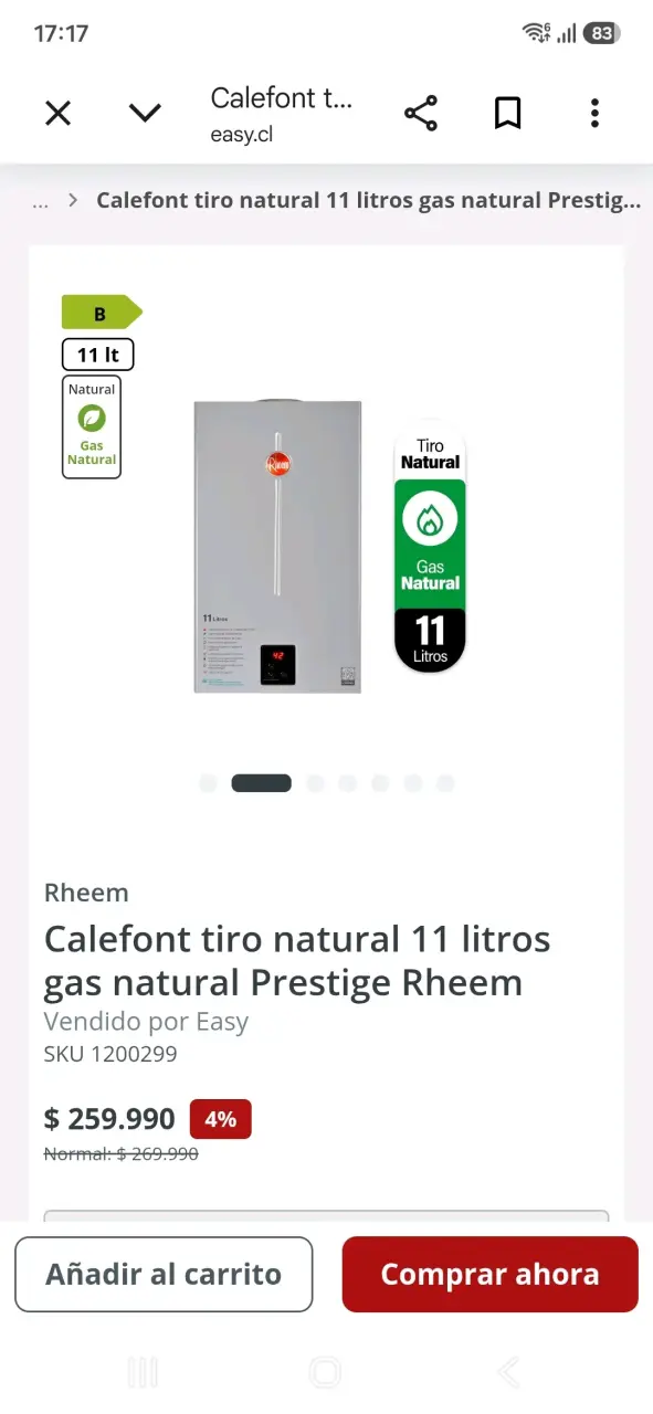 Calefón Rheem 11 litros Gas Natural - 6