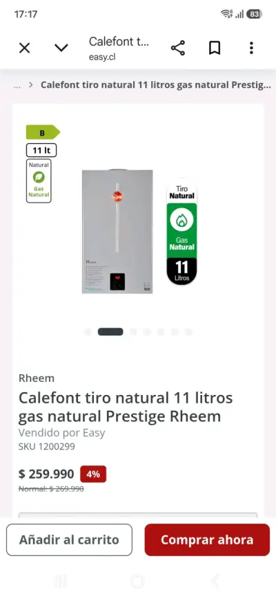 Calefón Rheem 11 litros Gas Natural - miniatura 6