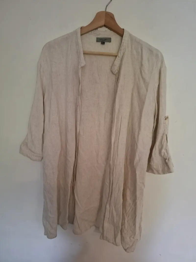 Tapado beige de lino para mujer talla XL - 2