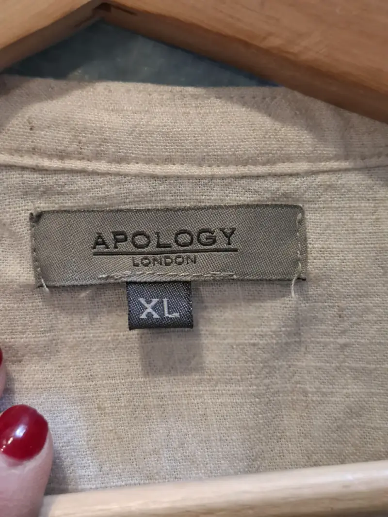Tapado beige de lino para mujer talla XL - 4