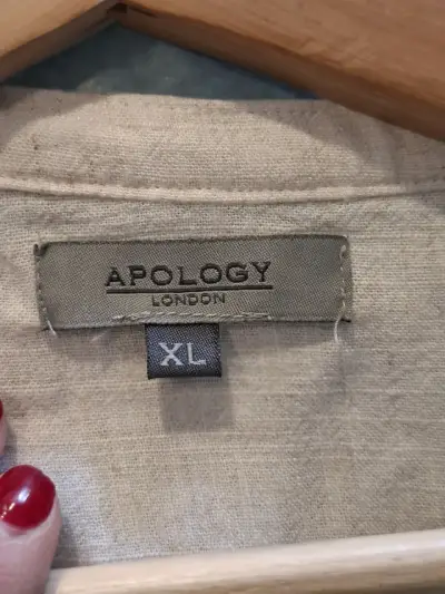 Tapado beige de lino para mujer talla XL - miniatura 4