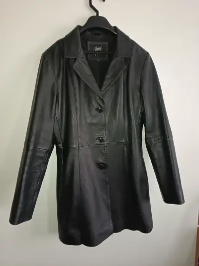 Chaqueta de cuero negro Gipsy para mujer - miniatura 1