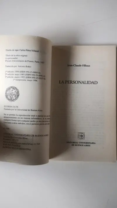 Libro 'La Personalidad' de Jean-Claude Filloux - miniatura 2