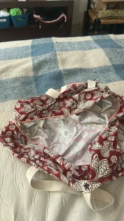 Bolso de tela estampado floral rojo - miniatura 4