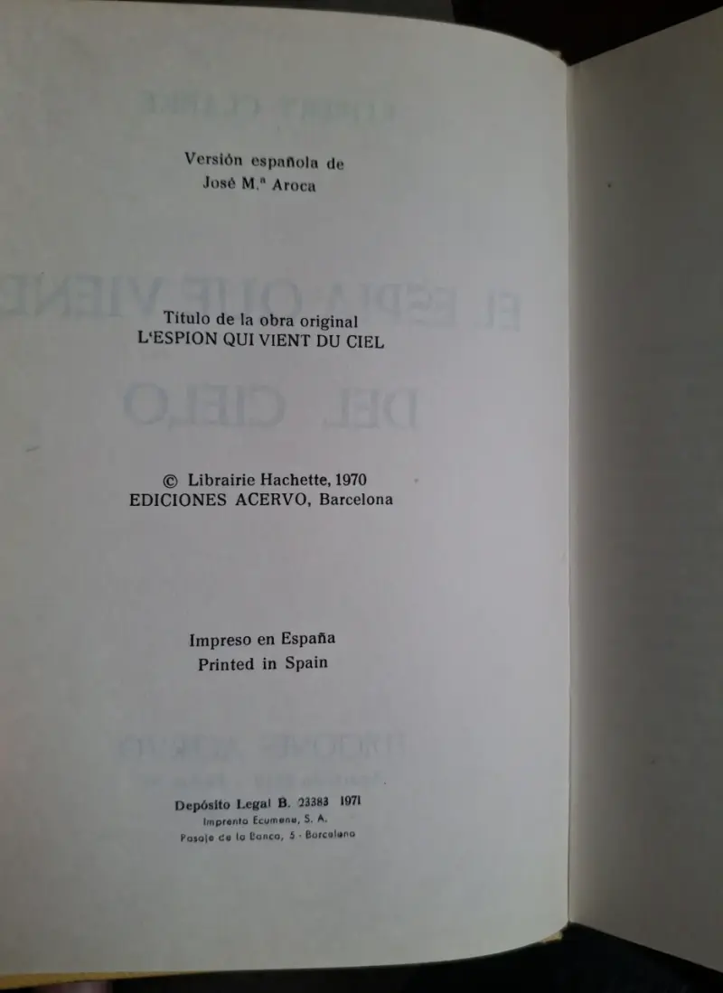 Libro 'El Espía Que Viene del Cielo' edición 1970 - 4