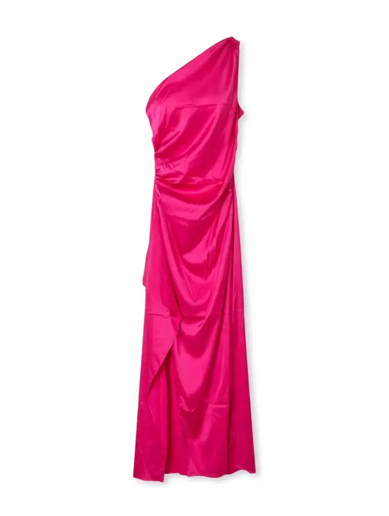 Vestido de fiesta fucsia asimétrico - 1