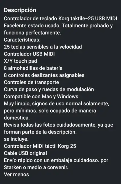 Controlador MIDI Korg Taktile-25 USB en buen estado - miniatura 4