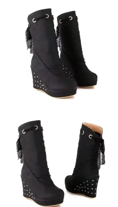 Botas negras con plataforma y tachas - miniatura 1