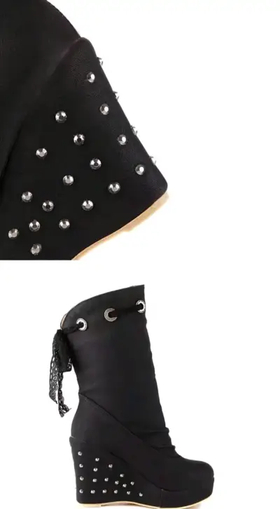 Botas negras con plataforma y tachas - miniatura 2