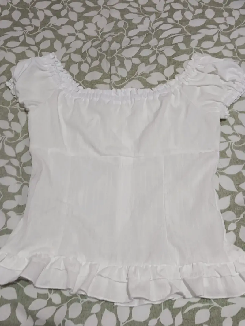 Blusa Blanca con Volantes para Mujer - 2
