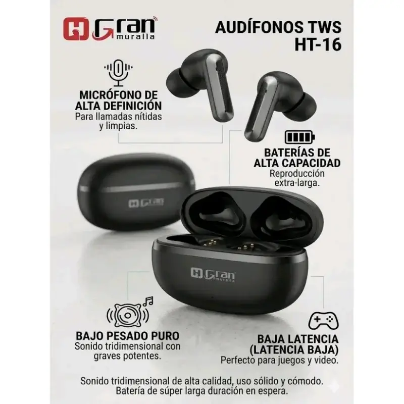 Audífonos inalámbricos TWS Gran Muralla HT-16 - 2