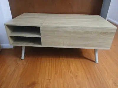 Mesa de centro elevable de madera clara - miniatura 1