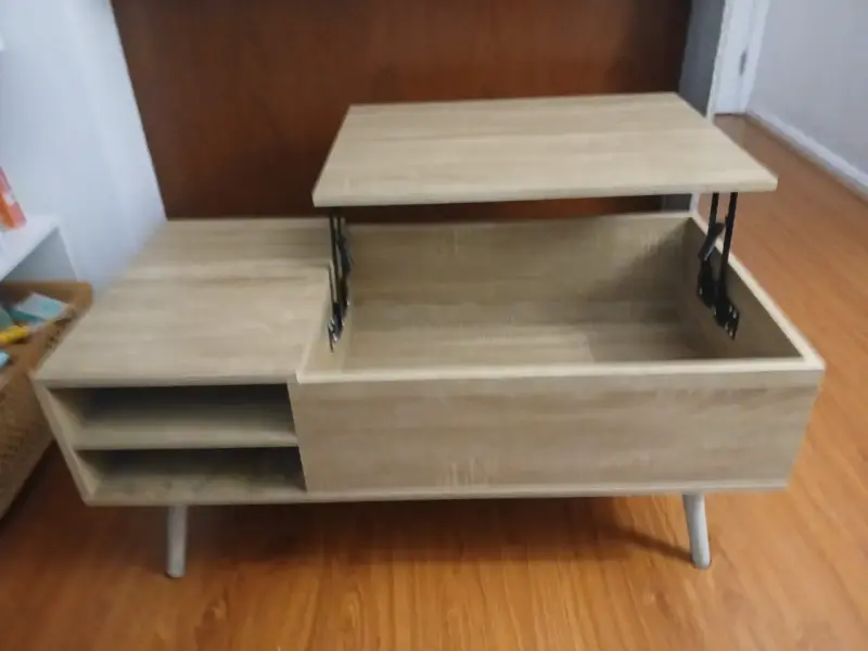 Mesa de centro elevable de madera clara - 3