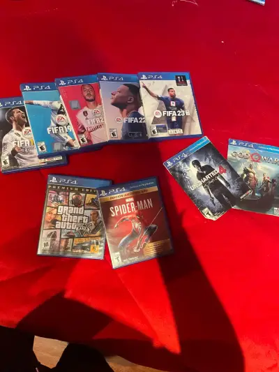 Consola PlayStation 4 con juegos y control rojo - miniatura 4