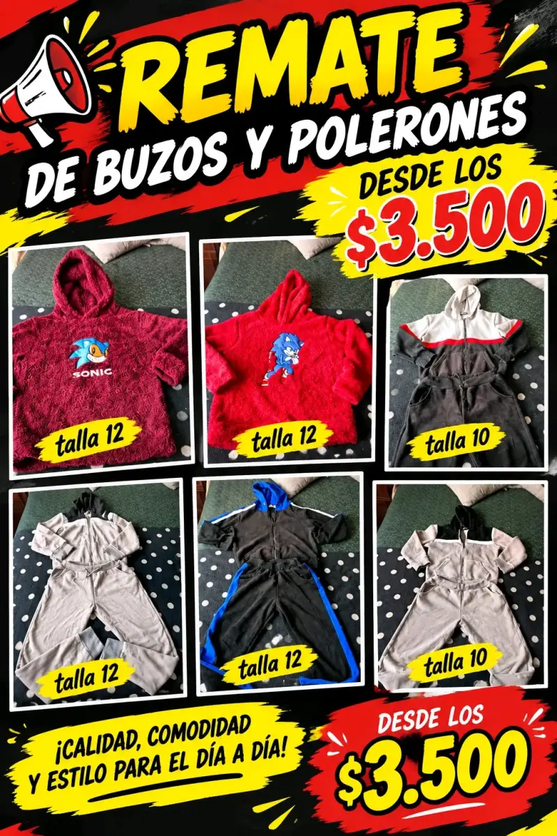 Venta de polerones y buzo