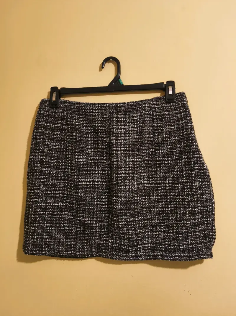 Conjunto de chaqueta y falda Shein tweed negro - 2
