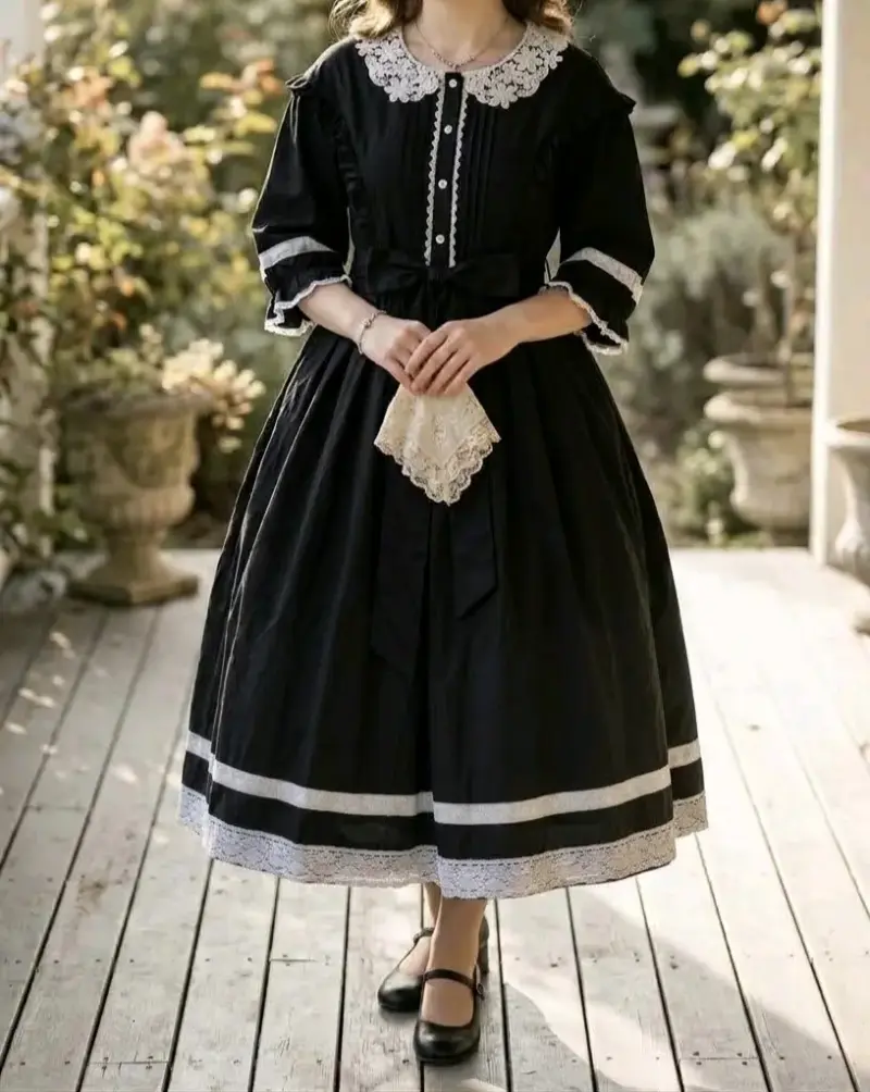 🖤 VESTIDO NEGRO ESTILO MAID / GÓTICO talla L / XL