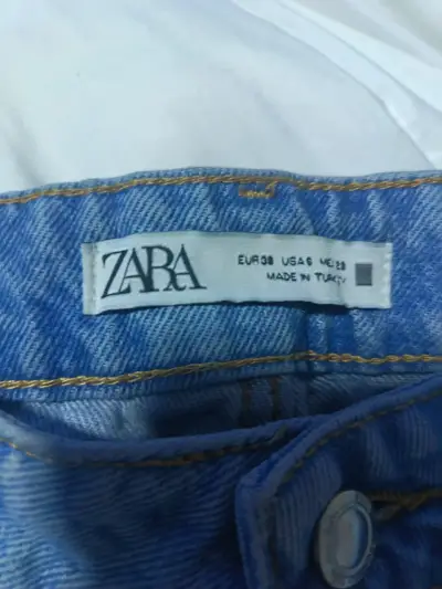 Jeans anchos de mezclilla Zara para mujer - miniatura 2