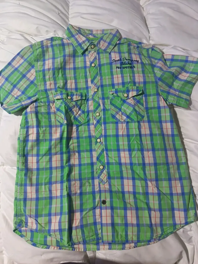 Camisa a cuadros verde y azul para hombre - 1