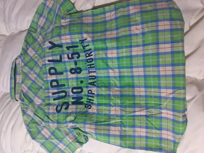 Camisa a cuadros verde y azul para hombre - miniatura 3