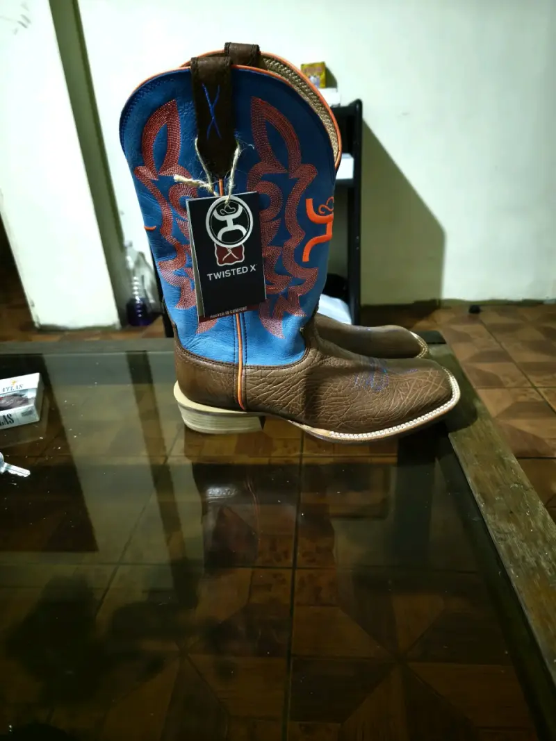 Botas vaqueras Twisted X cuero azul y marrón - 4