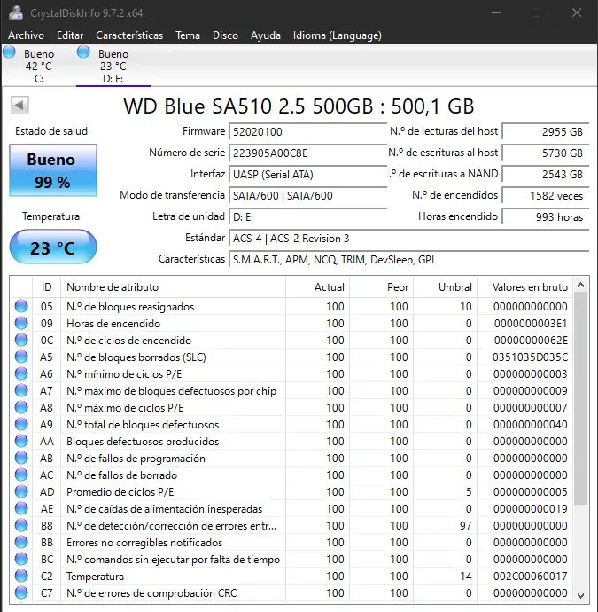 Usado Disco SSD WD Blue 500GB 3D NAND SATA - 2