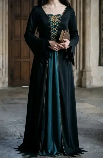 Disfraz, Vestido bruja verde y negro talla S - miniatura 1
