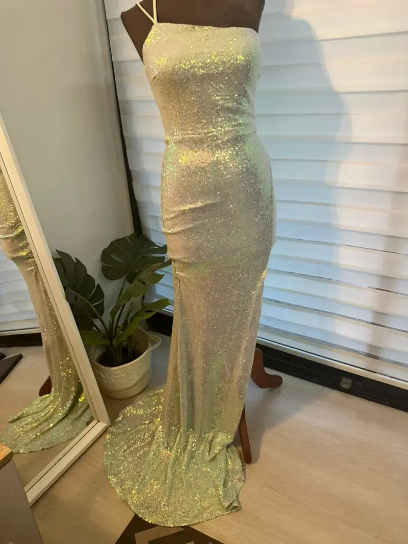 VESTIDO DE FIESTA COLOR VERDE AGUA TORNASOL WINDSO - 1